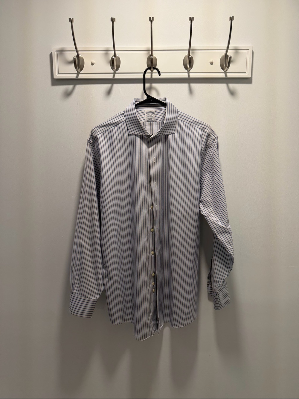 Brooks Brothers White Dress Shirt with Blue Pinstripes